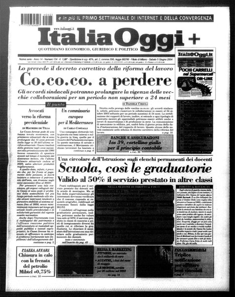 Italia oggi : quotidiano di economia finanza e politica